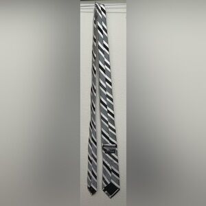 Express Black, white and Gray Diagonal Striped Tie